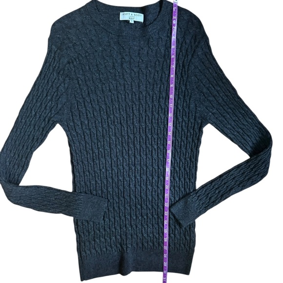 Scott & Scott London Wool & Cashmere-Blend Crewneck Sweater Size L Cable Knit - Picture 6 of 8
